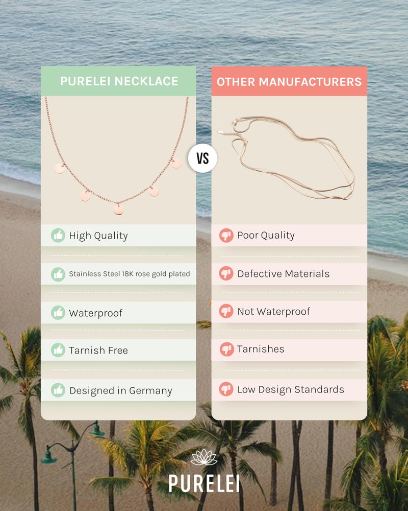 PureleiÂ® Kalea Necklace (rosegold) â€“ 18K Gold plated stainless steel jewelry â€“ Waterproof chain â€“ 16 to 18 inch adjustable length â€“ Fashion jewelry for your individual look - Image 4